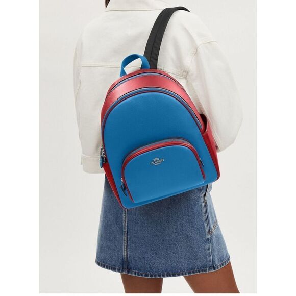 ??NWT! Coach Court Backpack Colorblock Blue/Red CR768 Msrp:$450.00 main image 11